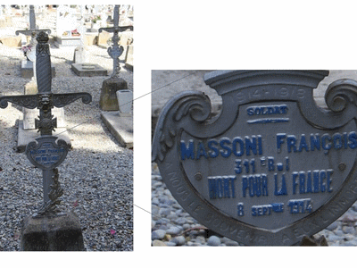 Tombe deMASSONI François à <a HREF=fotom2l.php?necro=402>  <U>Nice (CarrÃ©s militaires du CimetiÃ¨re communal de Caucade)</U> </A> Carr&eacute; Nice 2069 Tombe 399