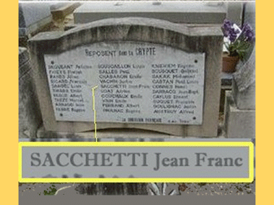 Tombe deSACCHETTI Joseph  à <a HREF=fotom2l.php?necro=675>  <U>Millau (Tombe collective - CimetiÃ¨re de l'ÃgalitÃ©)</U> </A> 