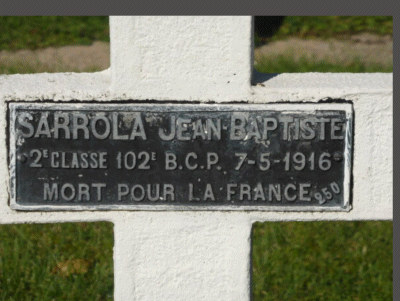 Tombe deSARROLA Jean à <a HREF=fotom2l.php?necro=2>  <U>Belfort (Glacis du Chateau) (NÃ©cropole Nationale)</U> </A> 250